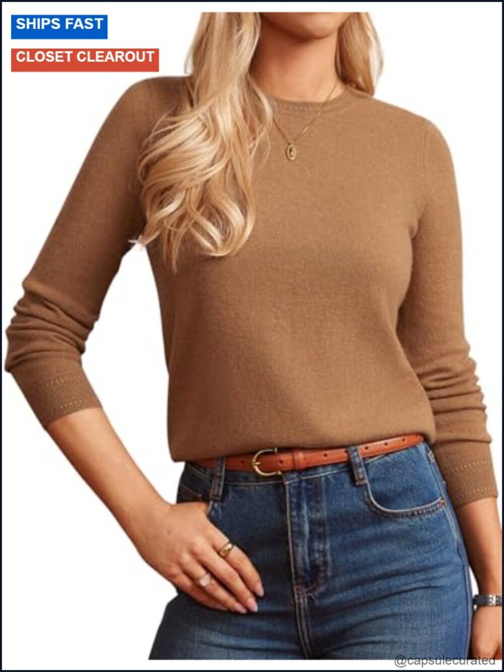 Merino Wool Cashmere Crew Neck Pullover Soft Sweater for Women with Socks